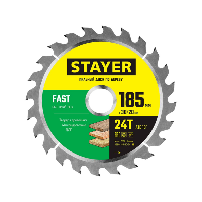 Диск пильный STAYER Fast 185мм 24зуб.