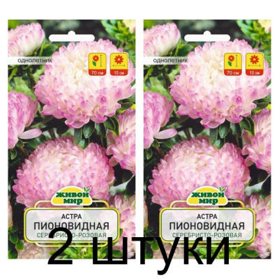 Семена Астра Пионовидная серебристо-розовая (W. Legutko) 0,3 г, РБ -2шт
